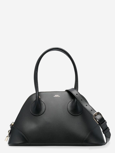 Apc Calf Leather Shoulder Bag In Black