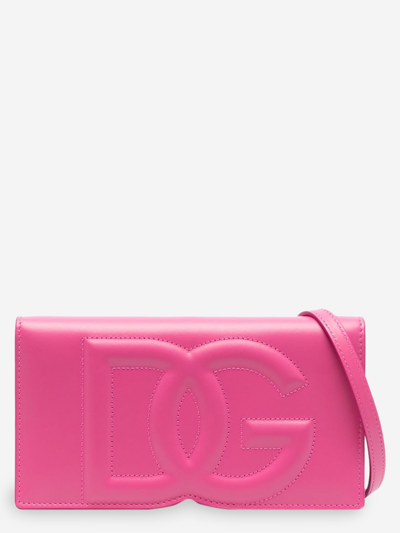 Dolce & Gabbana Dg Logo Micro Leather Crossbody Bag In Pink