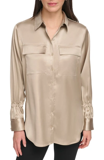 Dkny Long Sleeve Button-up Shirt In Trench