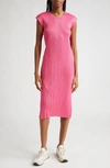 ISSEY MIYAKE MONTHLY COLORS JULY PLEATED MIDI DRESS