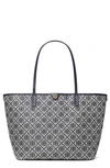 Tory Burch T Monogram Zip Tote In Tory Navy