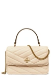 Tory Burch Mini Kira Chevron Quilted Leather Top Handle Bag In New Cream