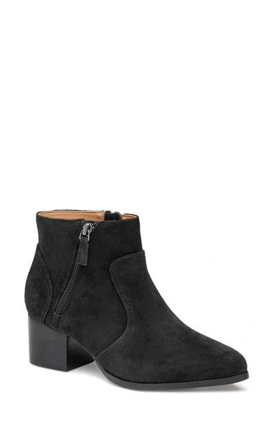 Johnston & Murphy Trista Zip Pointed Toe Bootie In Black Suede