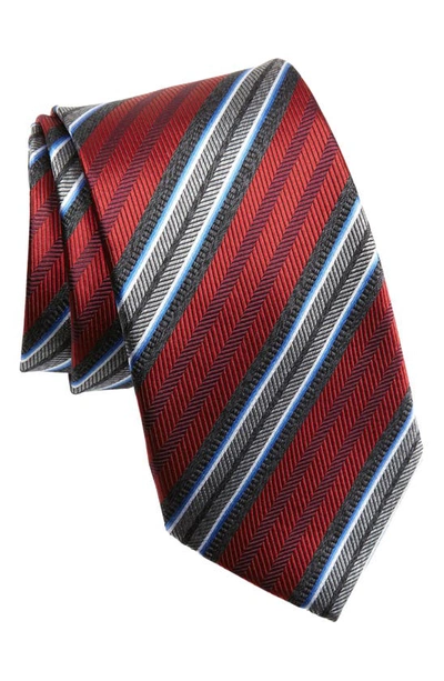 Nordstrom Stripe Silk Tie In Wine