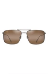 Maui Jim Aeko 55mm Polarizedplus2® Aviator Sunglasses In Satin Sepia