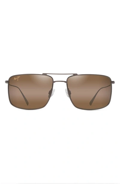 Maui Jim Aeko 55mm Polarizedplus2® Aviator Sunglasses In Satin Sepia