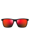 Maui Jim One Way 55mm Polarizedplus2® Rectangular Sunglasses In Black Matte