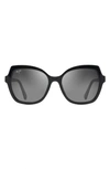Maui Jim Mamane Mj Gs883-02 Geometric Polarized Sunglasses In Black Gloss