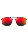 Maui Jim Aeko 55mm Polarizedplus2® Aviator Sunglasses In Matte Black