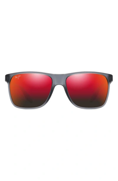 Maui Jim Pailolo 58mm Polarizedplus2® Rectangular Sunglasses In Translucent Matte Grey