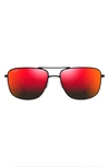 Maui Jim Mikioi 54mm Polarizedplus2® Aviator Sunglasses In Matte Black