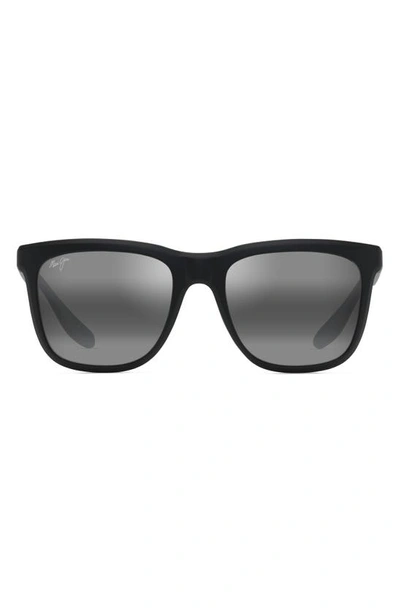 Maui Jim Pehu 55mm Polarizedplus2® Square Sunglasses In Black/gray Polarized Solid