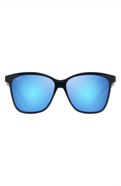 Maui Jim Liquid Sunshine 58mm Polarizedplus2® Square Sunglasses In Translucent Navy