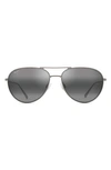 Maui Jim Walaka 57mm Polarizedplus2® Aviator Sunglasses In Matte Titanium