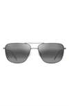 Maui Jim Mikioi 54mm Polarizedplus2® Aviator Sunglasses In Matte Titanium