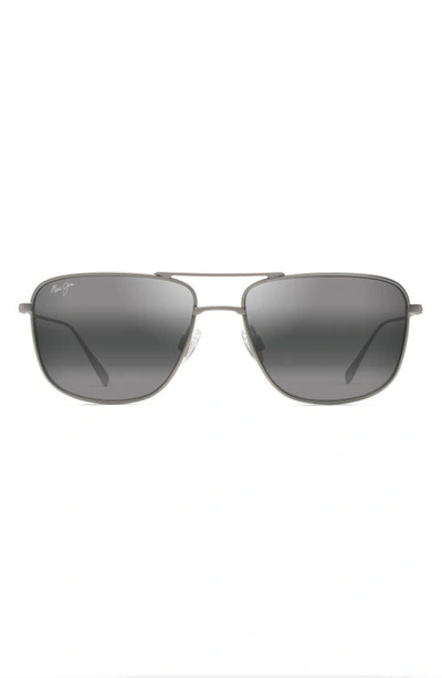 Maui Jim Mikioi 54mm Polarizedplus2® Aviator Sunglasses In Matte Titanium