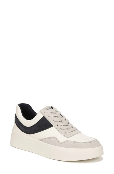 Vince Warren Mixed Leather Court Trainers In Macademia