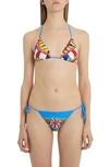 Dolce & Gabbana Bikini A Triangolo Stampa Carretto In Blue Multicolor