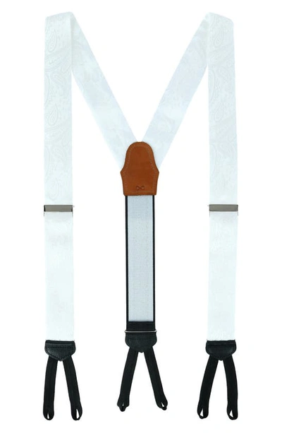 Trafalgar Banbury Paisley Silk Suspenders In White