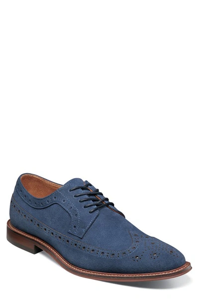 Stacy Adams Marligan Wingtip Derby In Navy Suede