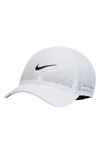 Nike Unisex Dri-fit Adv Club Structured Swoosh Cap In White/ Black