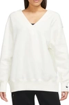Nike Phoenix Oversize Fleece Sweatshirt In Sail/ Black