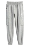 Nike Kids' Sportswear Club Fleece Cargo Joggers In Grey Htr/ Base Grey/ White
