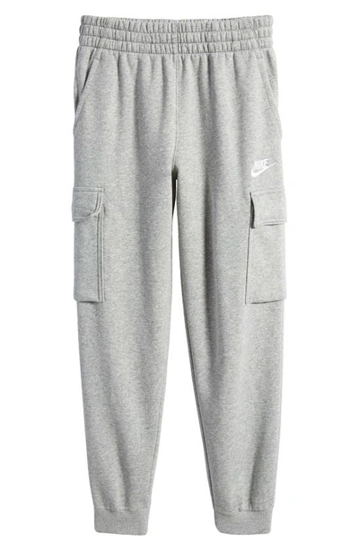 Nike Kids' Sportswear Club Fleece Cargo Joggers In Grey Htr/ Base Grey/ White