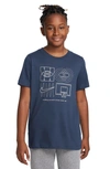 Nike Big Kids Sportswear Culture Of Basketball Relaxed-fit Printed T-shirt In Midnight Navy
