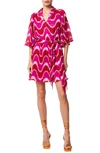 Ciebon Juni Wave Print Dress In Pink