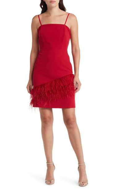 Sam Edelman Feather Hem Sheath Dress In Wine