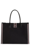 Christian Louboutin Nastroloubi Xl Grosgrain-trimmed Canvas Tote Bag In Black/ Black/ Multi