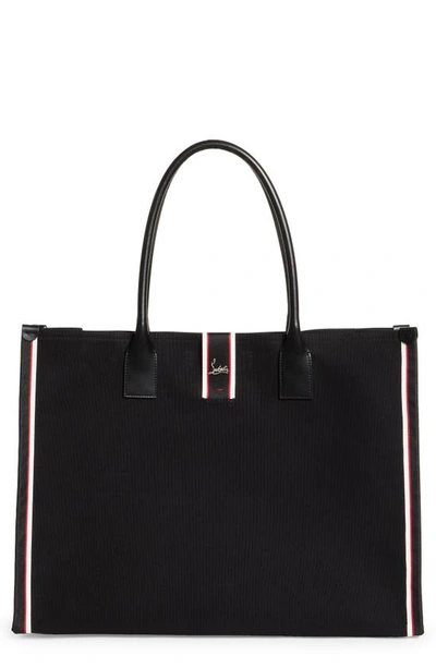 Christian Louboutin Extra Large Nastroloubi Fique À Vontade Canvas Tote In Black/ Black/ Multi