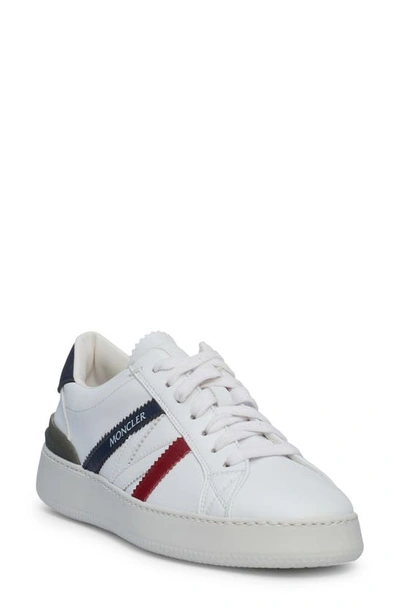 Moncler Monaco M Low Top Sneaker In White/ Blue
