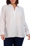 Foxcroft Sophia Johnny Collar Jersey Shirt In White
