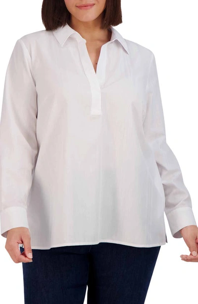 Foxcroft Sophia Tonal Stripe Tunic Top In White