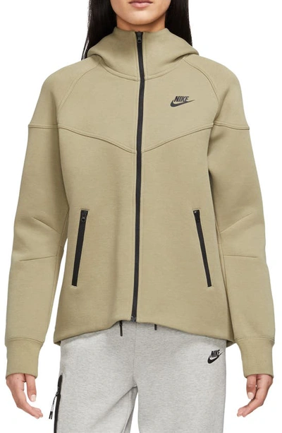 Nike Sportswear Tech Fleece Windrunner Zip Hoodie In Neutral Olive/black