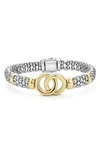 Lagos Signature Caviar Interlock Bracelet In Silver