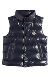 Moncler Kids' Tib Quilted Down Puffer Vest In Navy