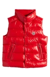 Moncler Kids' Bernard Quilted Down Puffer Vest In Red