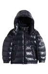 Moncler Kids' New Maya Hooded Down Puffer Jacket In Blue