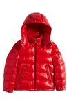 Moncler Kids' New Maya Hooded Down Puffer Jacket In Red