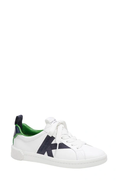 Kate Spade Signature Leather Colourblock Low-top Trainers In True White/blazer Blue