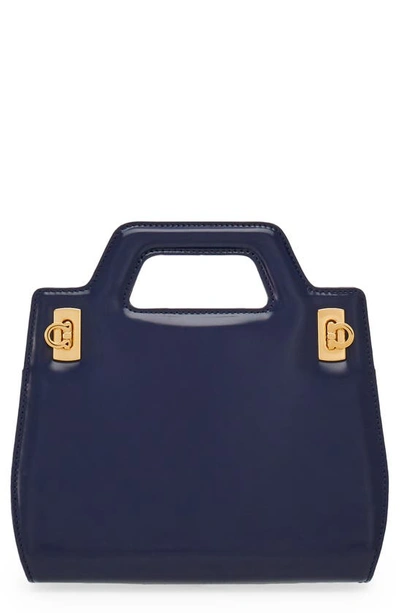 Ferragamo Mini Wanda Calfskin Top Handle Bag In Midnight