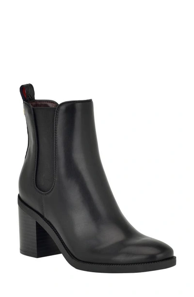 Tommy Hilfiger Brae Chelsea Boot In Black- Faux Leather,textile