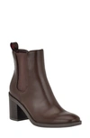 Tommy Hilfiger Brae Chelsea Boot In Dark Brown- Faux Leather,textile