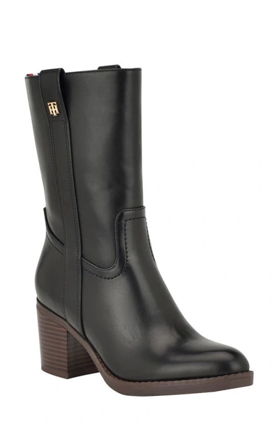 Tommy Hilfiger Theal Bootie In Black- Faux Leather