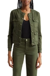L Agence Yari Collarless Denim Jacket In Balsam