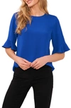 Cece Women's Crew Neck Ruffled-cuff Elbow-sleeve Rumple Blouse In Deep Royal Blue