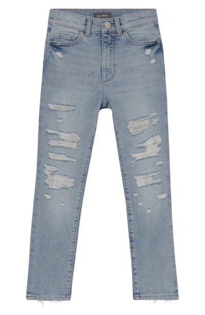Dl1961 Girl's Emie Straight Leg Distressed Jeans In Ice